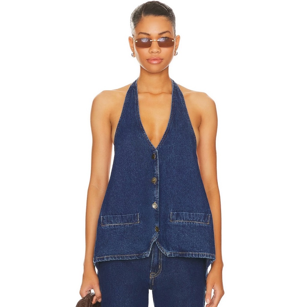 Lioness Hills Halter Top in Dark Denim